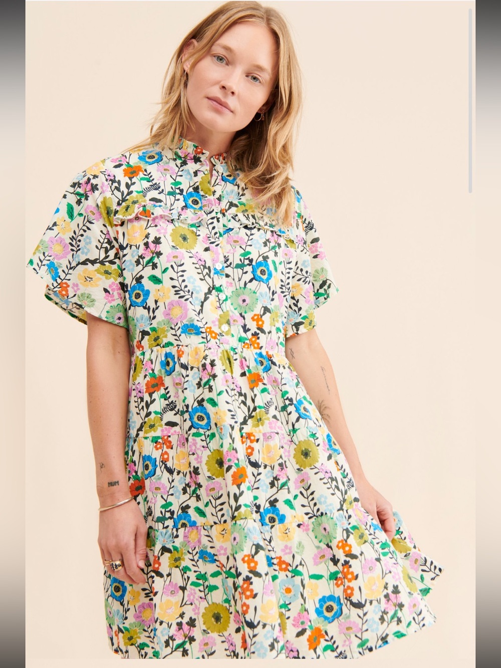 Ro’s Garden Vibeka Floral Ruffle Mini Dress